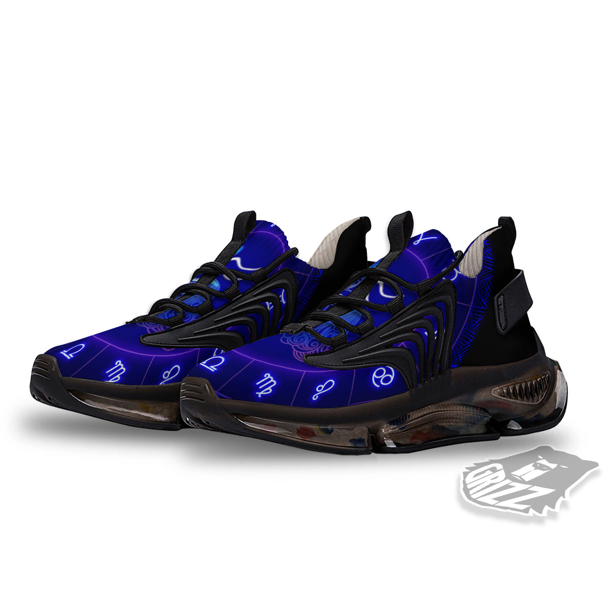 Zodiac Sign Dark Aquarius Print Black Gym Shoes-grizzshop