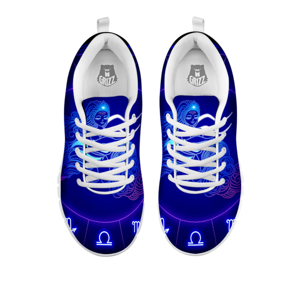 Zodiac Sign Dark Aquarius Print White Sneaker-grizzshop