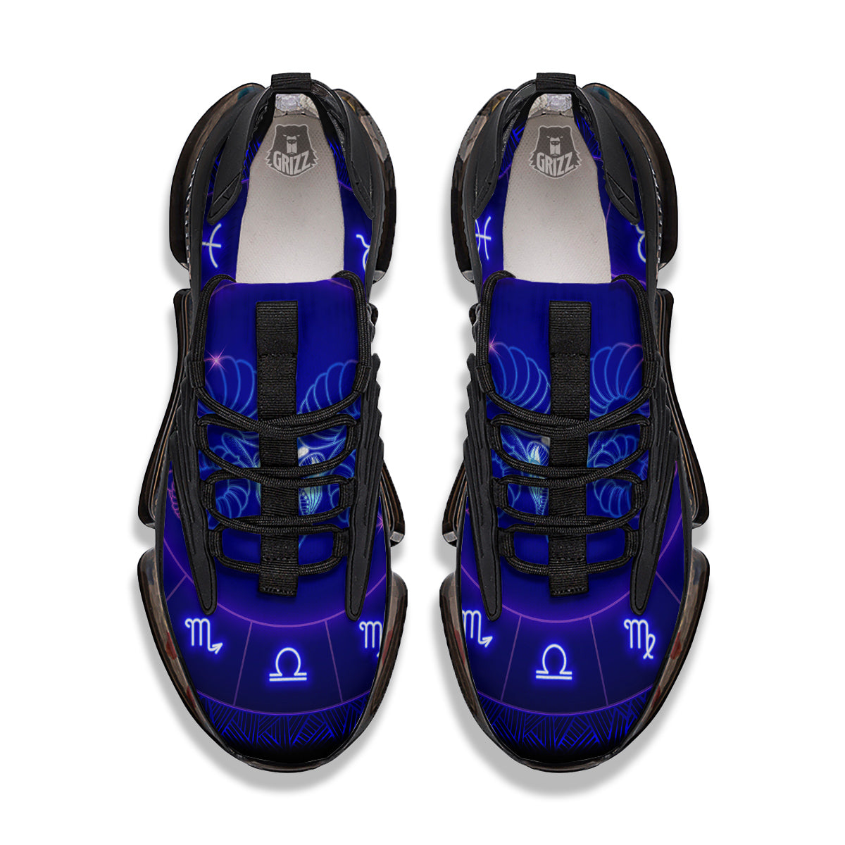 Zodiac Sign Dark Aries Print Black Gym Shoes-grizzshop