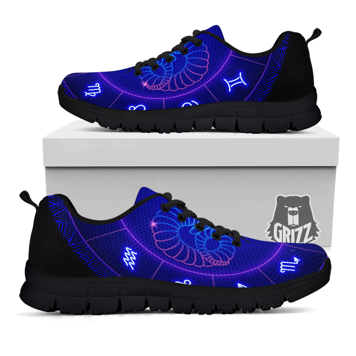 Zodiac Sign Dark Aries Print Black Sneaker-grizzshop