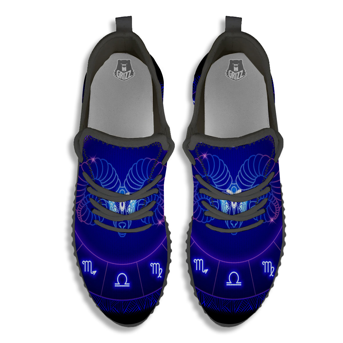 Zodiac Sign Dark Aries Print Black Walking Shoes-grizzshop