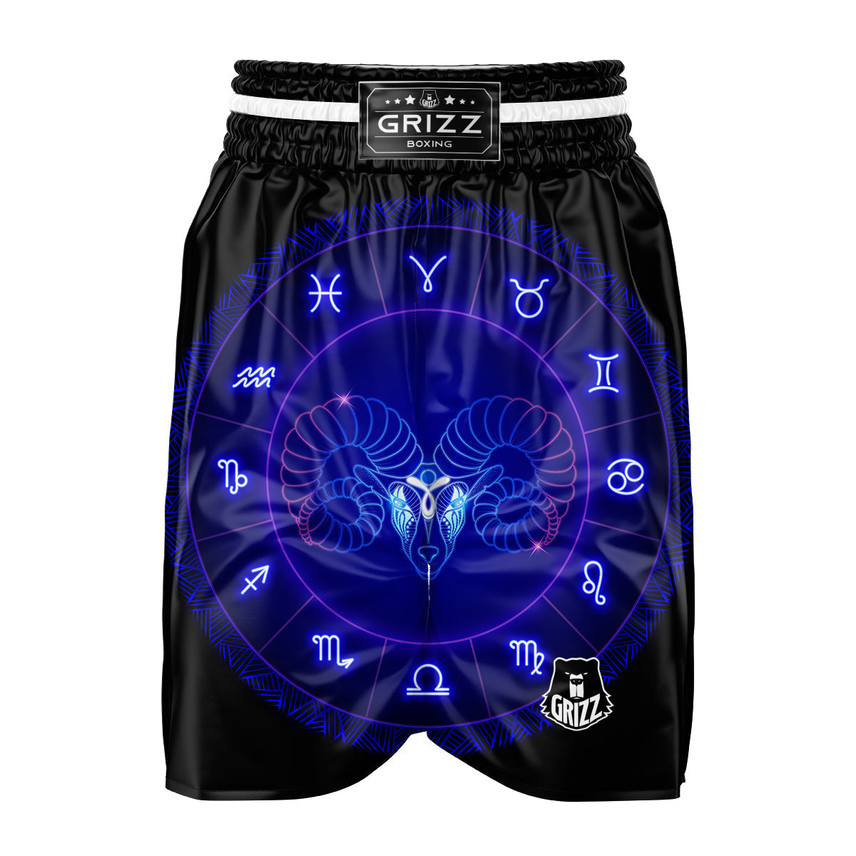 Zodiac Sign Dark Aries Print Boxing Shorts-grizzshop