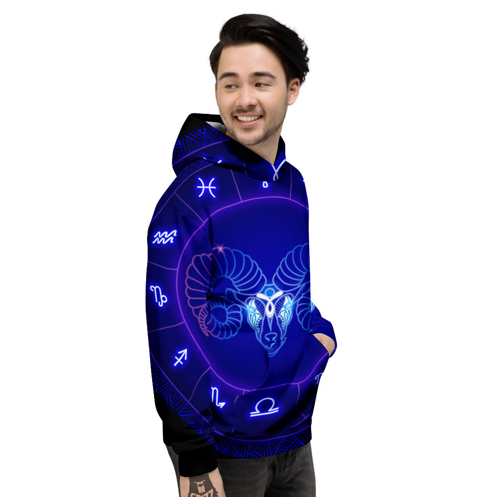 Zodiac Sign Dark Aries Print Men's Hoodie-grizzshop