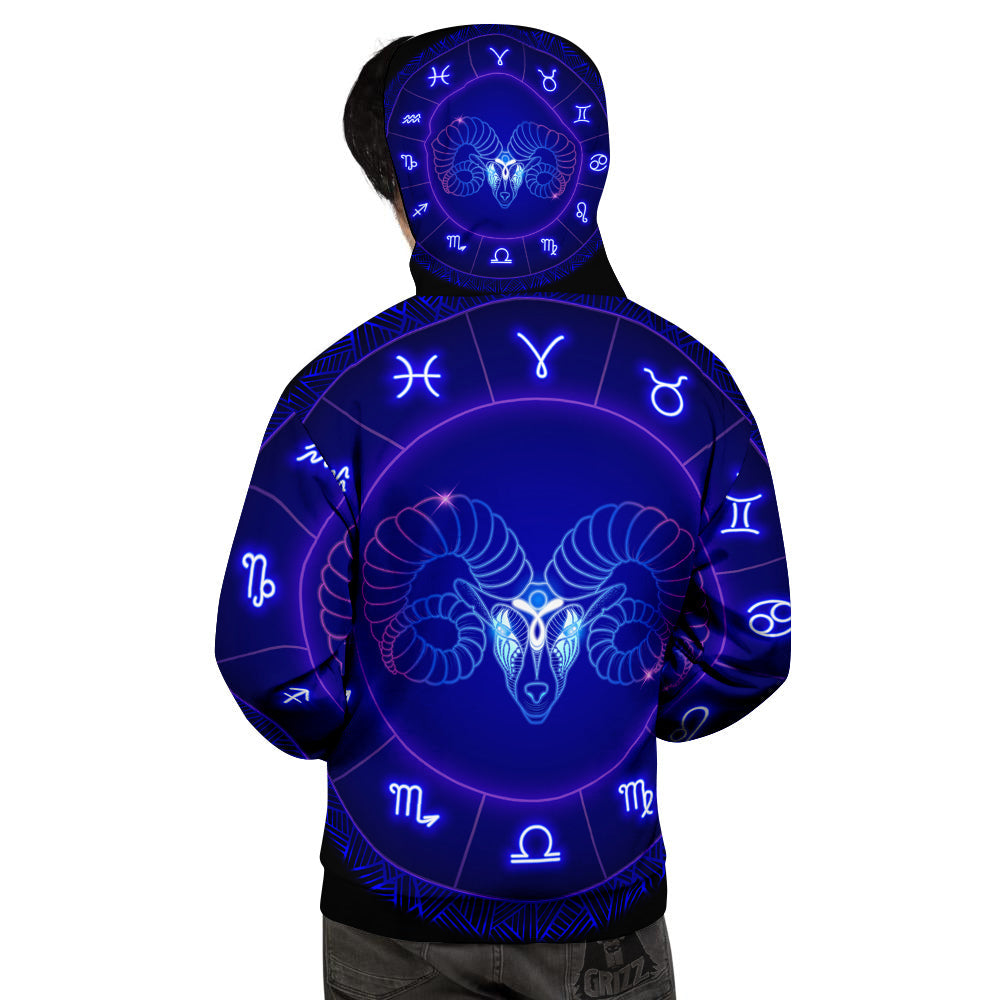 Zodiac Sign Dark Aries Print Men's Hoodie-grizzshop