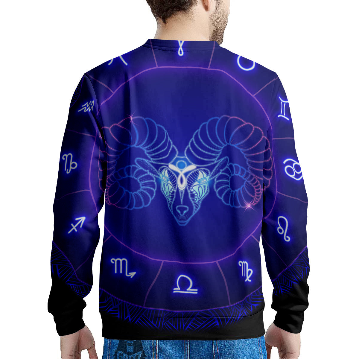 Zodiac Sign Dark Aries Print Men's Sweatshirt-grizzshop