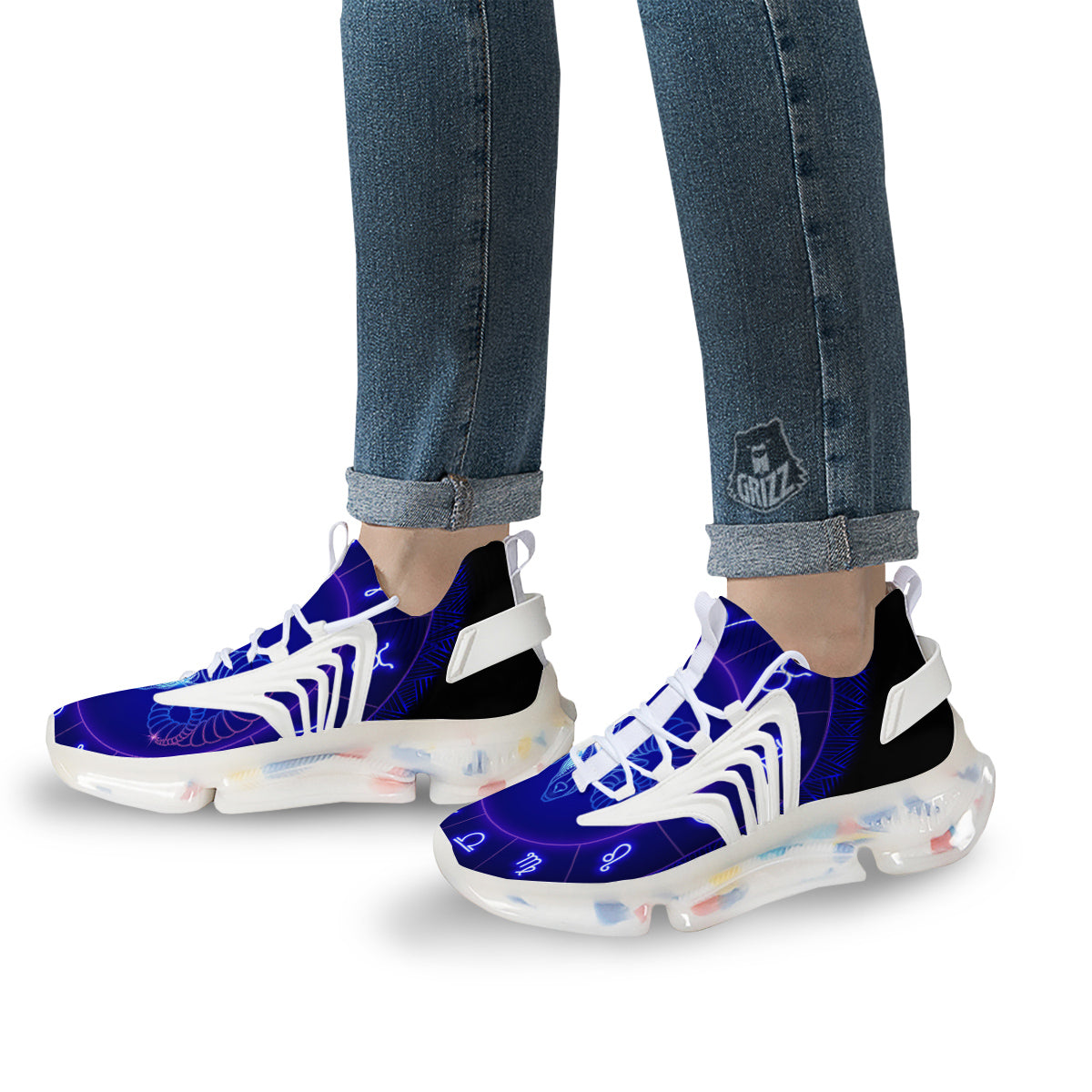 Zodiac Sign Dark Aries Print White Gym Shoes-grizzshop