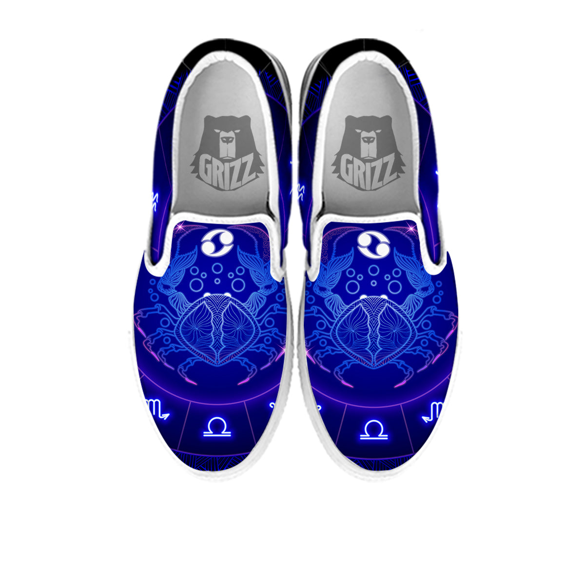Zodiac Sign Dark Cancer Print White Slip On Shoes-grizzshop