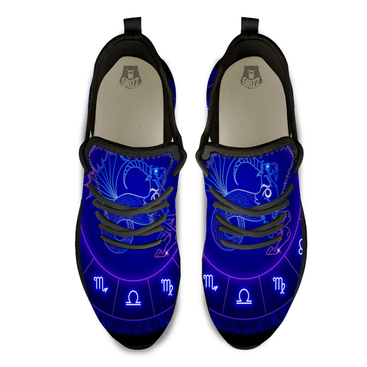 Zodiac Sign Dark Capricorn Print Black Athletic Shoes-grizzshop