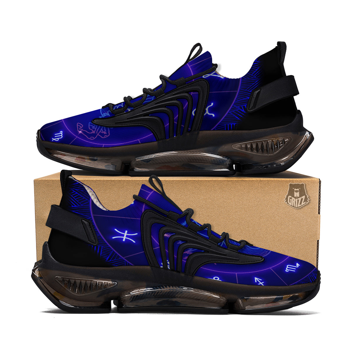 Zodiac Sign Dark Capricorn Print Black Gym Shoes-grizzshop