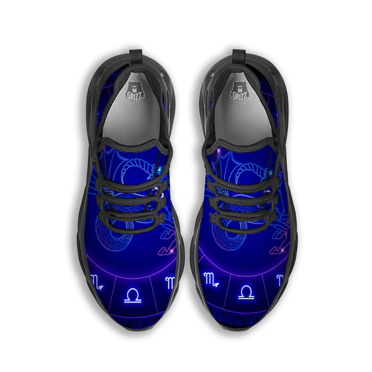 Zodiac Sign Dark Capricorn Print Black Running Shoes-grizzshop