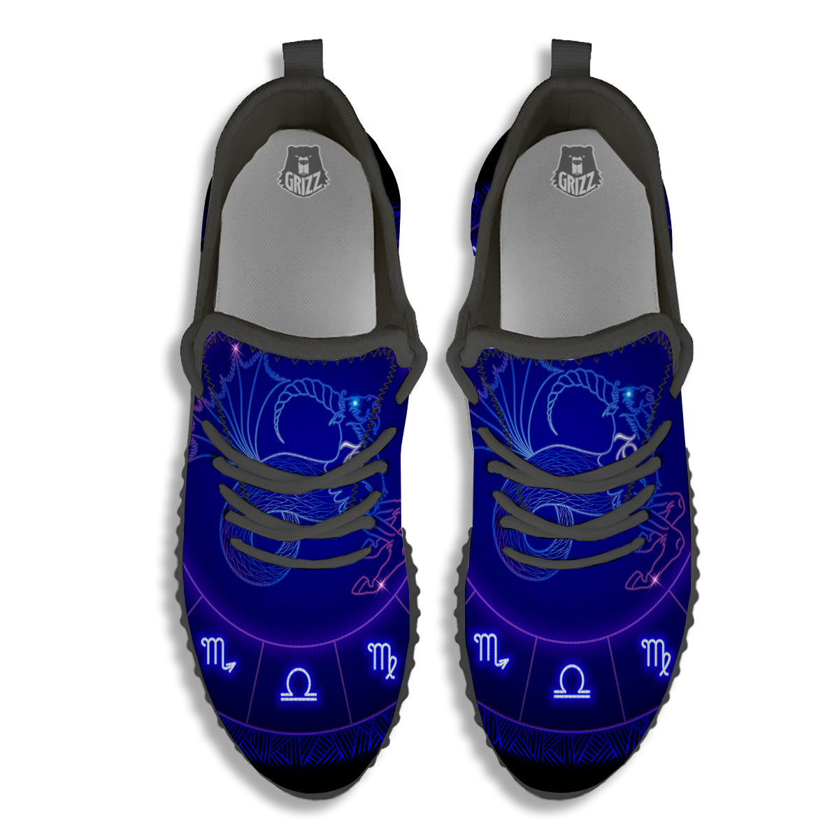 Zodiac Sign Dark Capricorn Print Black Walking Shoes-grizzshop