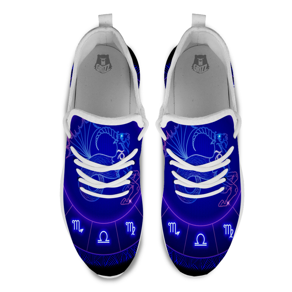 Zodiac Sign Dark Capricorn Print White Athletic Shoes-grizzshop