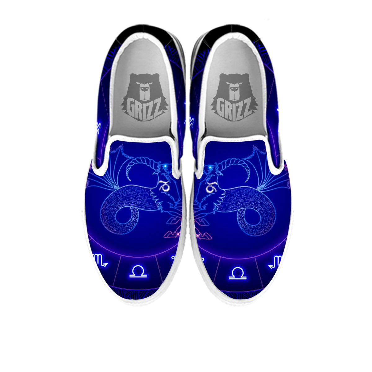 Zodiac Sign Dark Capricorn Print White Slip On Shoes-grizzshop