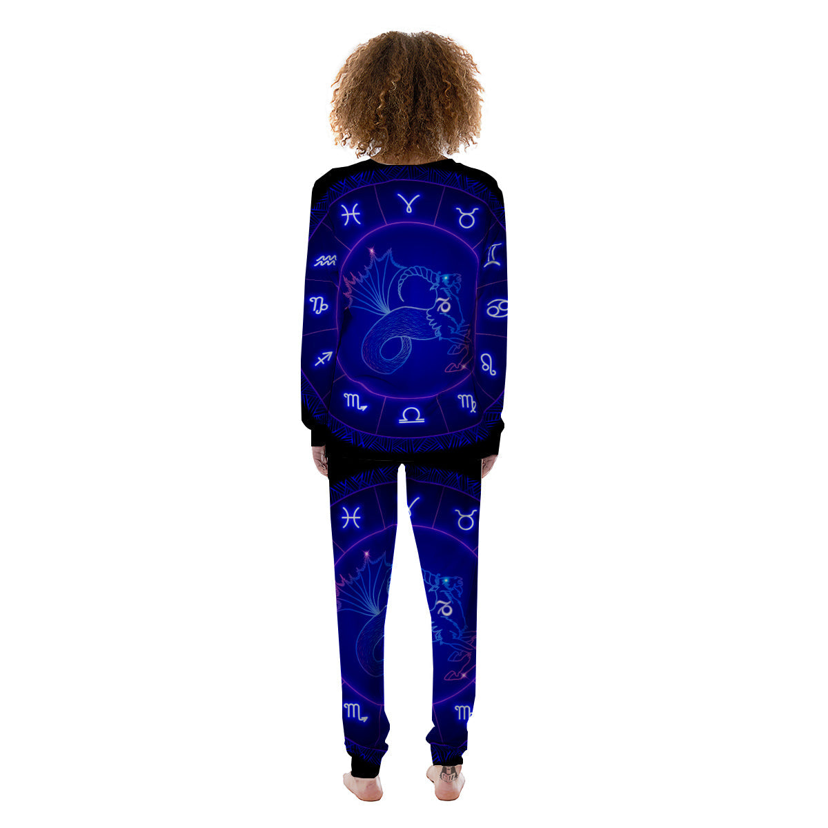 Zodiac Sign Dark Capricorn Print Women's Pajamas-grizzshop