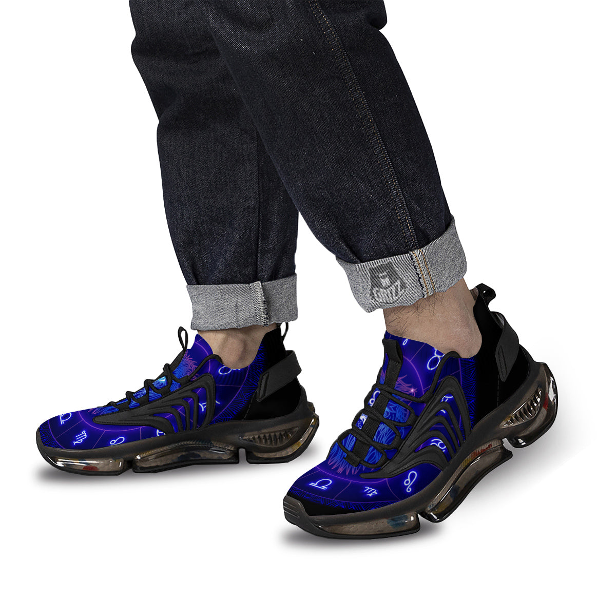Zodiac Sign Dark Leo Print Black Gym Shoes-grizzshop