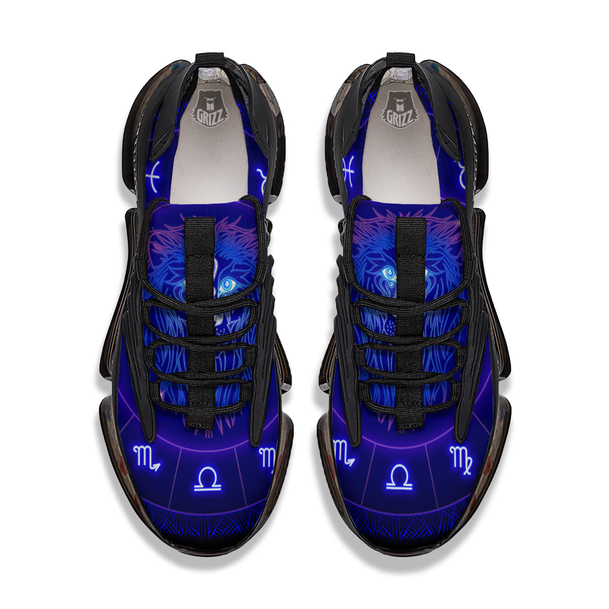 Zodiac Sign Dark Leo Print Black Gym Shoes-grizzshop