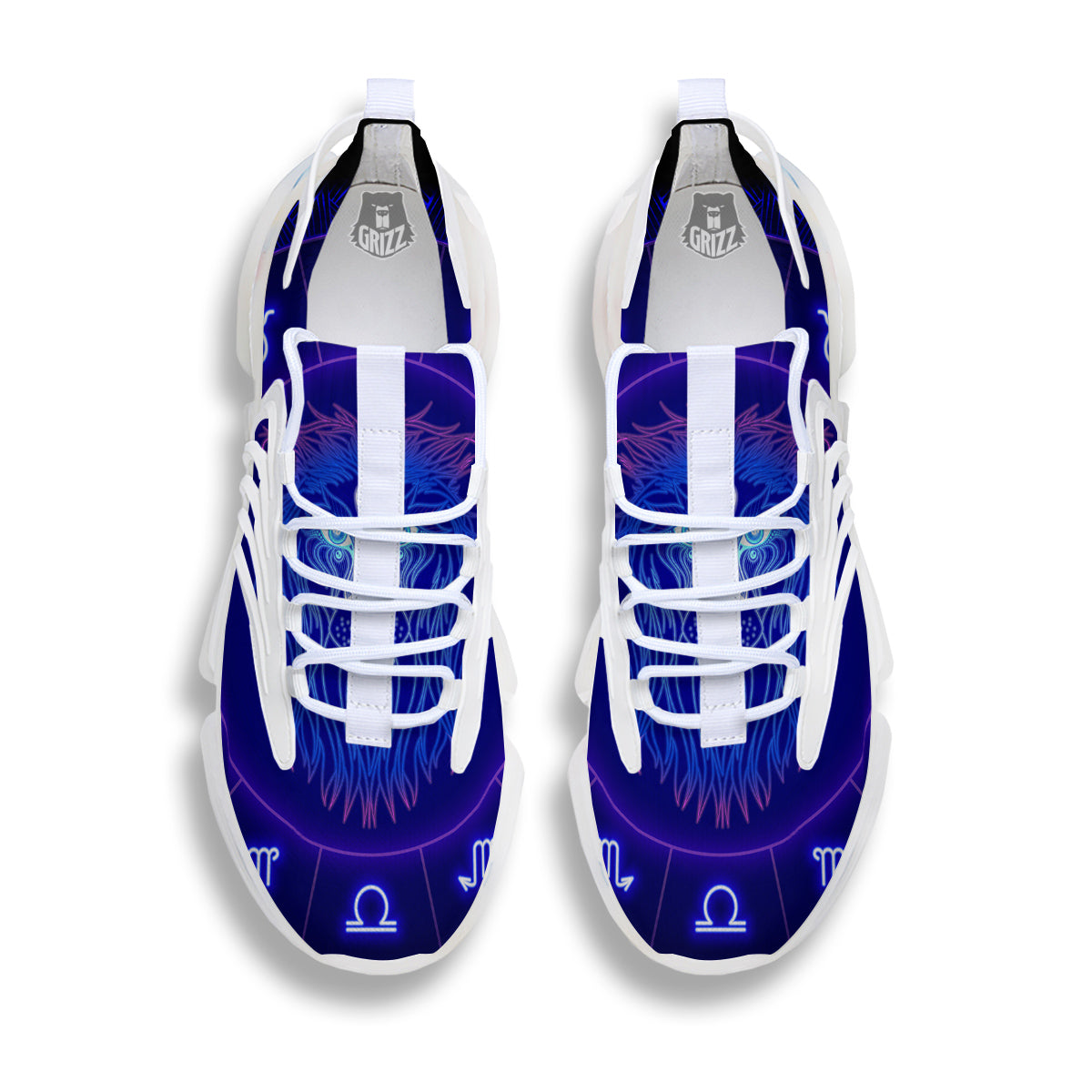 Zodiac Sign Dark Leo Print White Gym Shoes-grizzshop