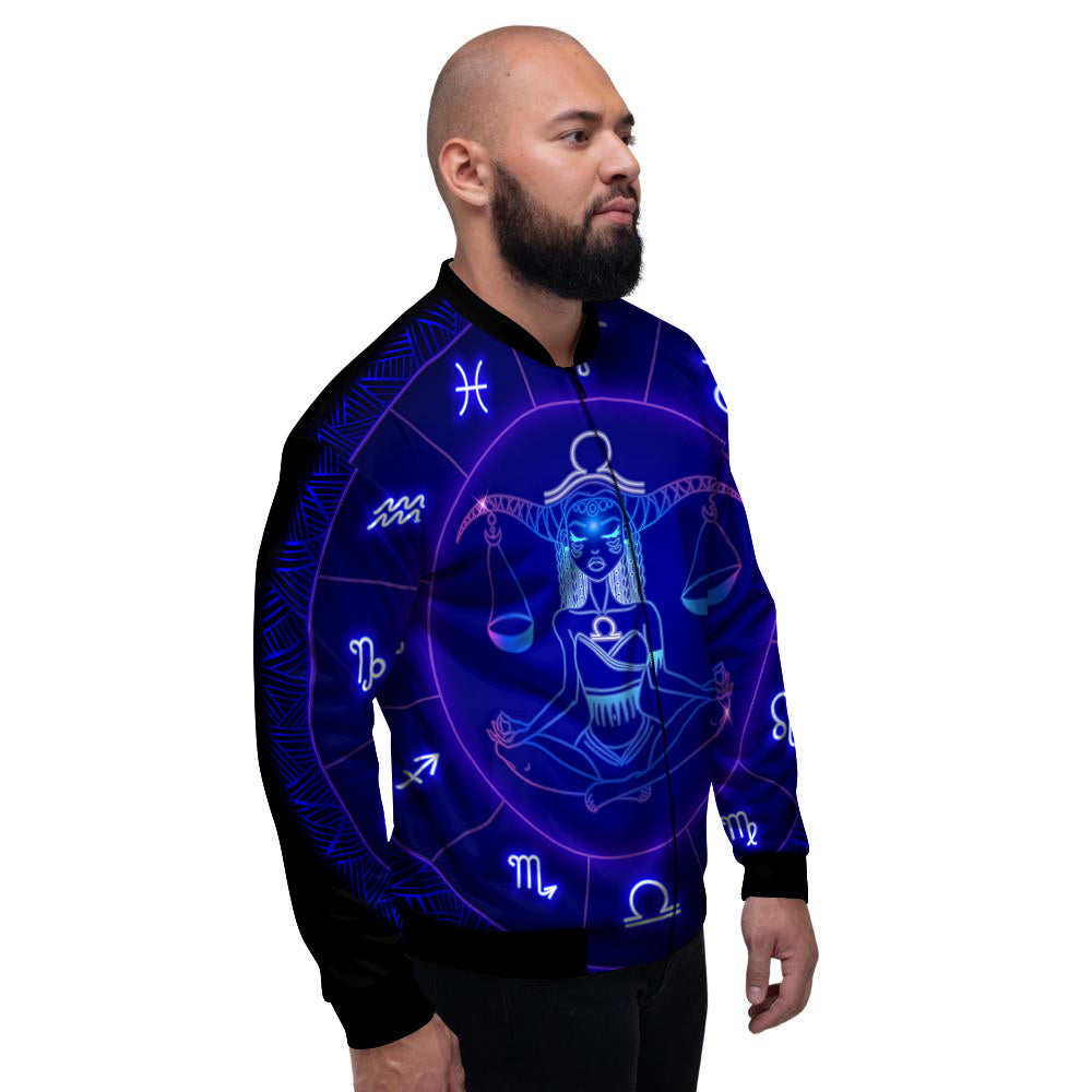 Zodiac Sign Dark Libra Print Men's Bomber Jacket-grizzshop