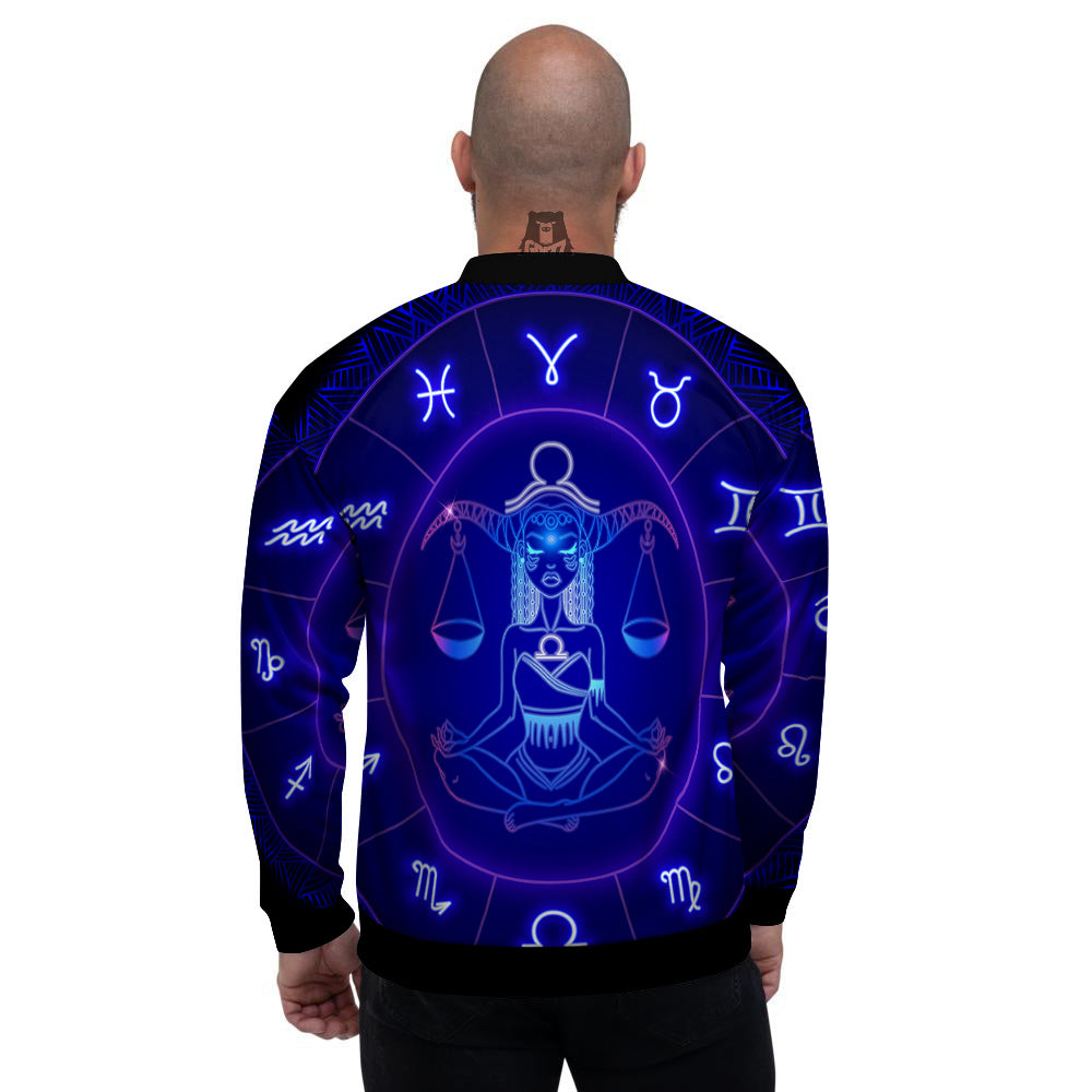 Zodiac Sign Dark Libra Print Men's Bomber Jacket-grizzshop