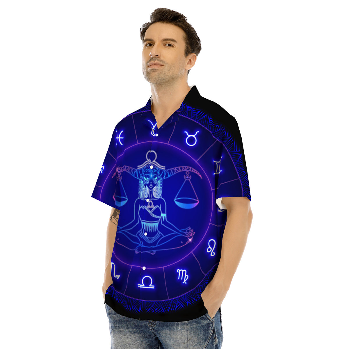Zodiac Sign Dark Libra Print Men's Hawaiian Shirt-grizzshop