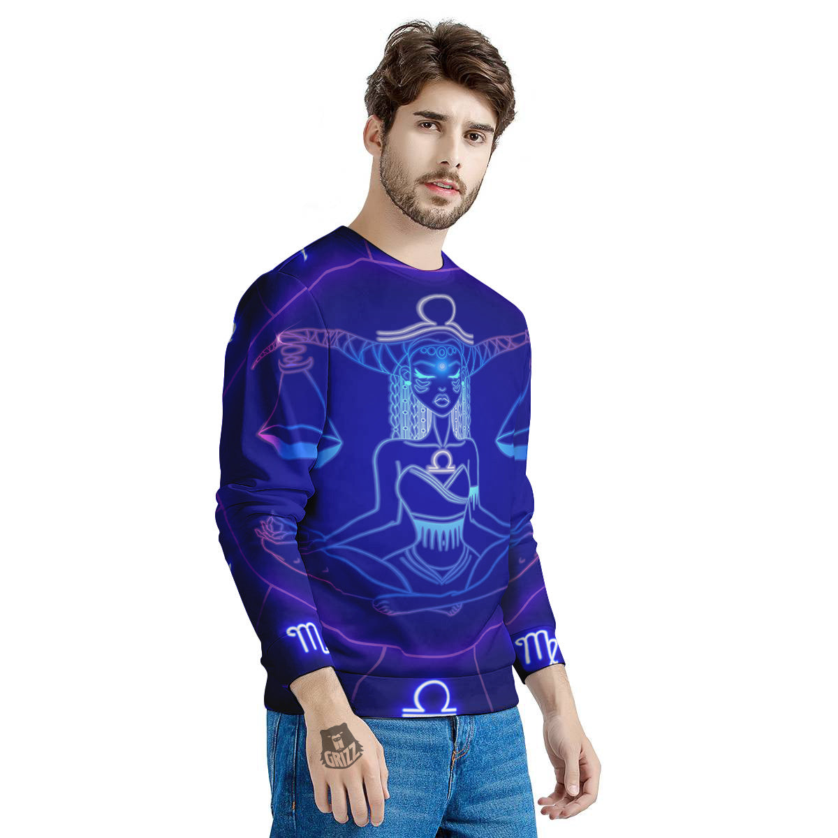Zodiac Sign Dark Libra Print Men's Sweatshirt-grizzshop