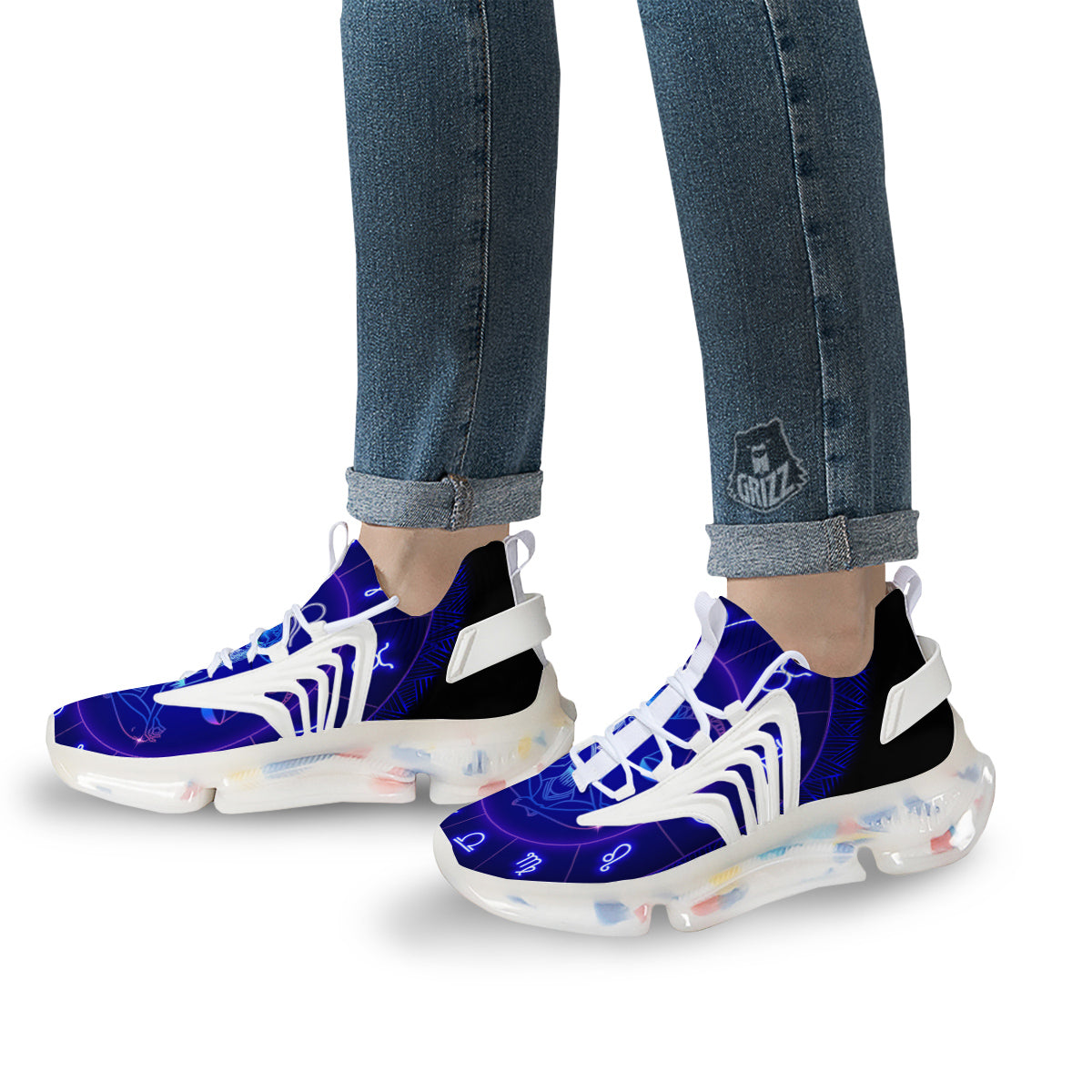 Zodiac Sign Dark Libra Print White Gym Shoes-grizzshop