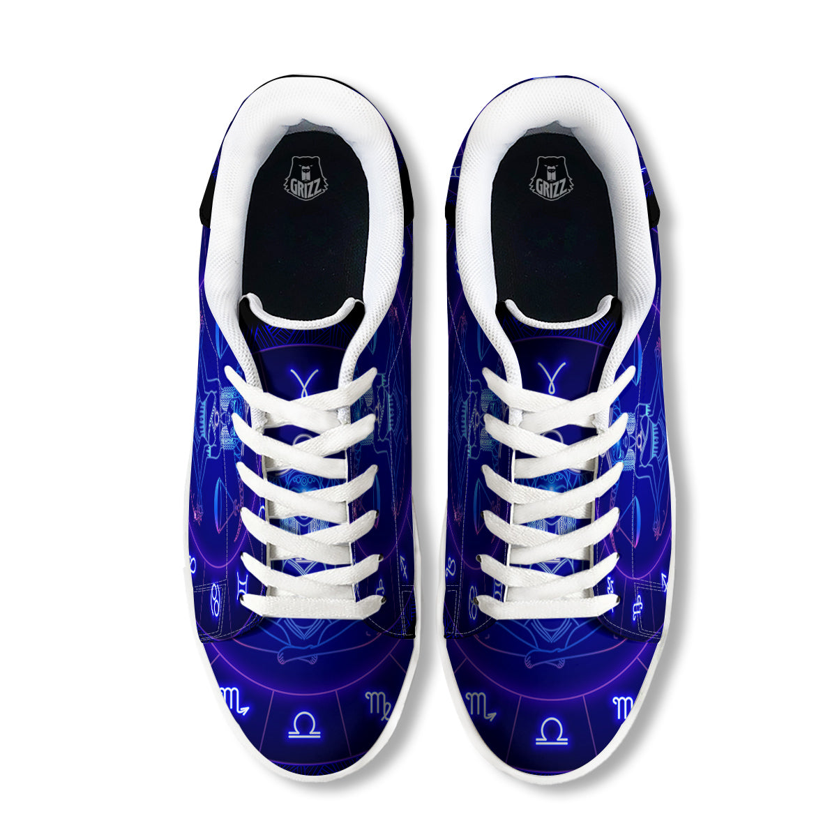 Zodiac Sign Dark Libra Print White Low Top Sneakers-grizzshop