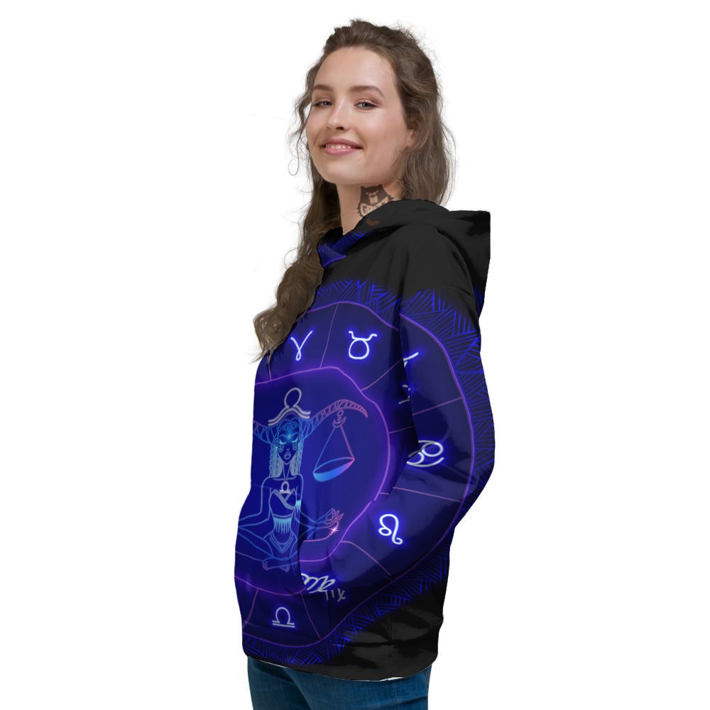 Zodiac Sign Dark Libra Print Women's Hoodie-grizzshop