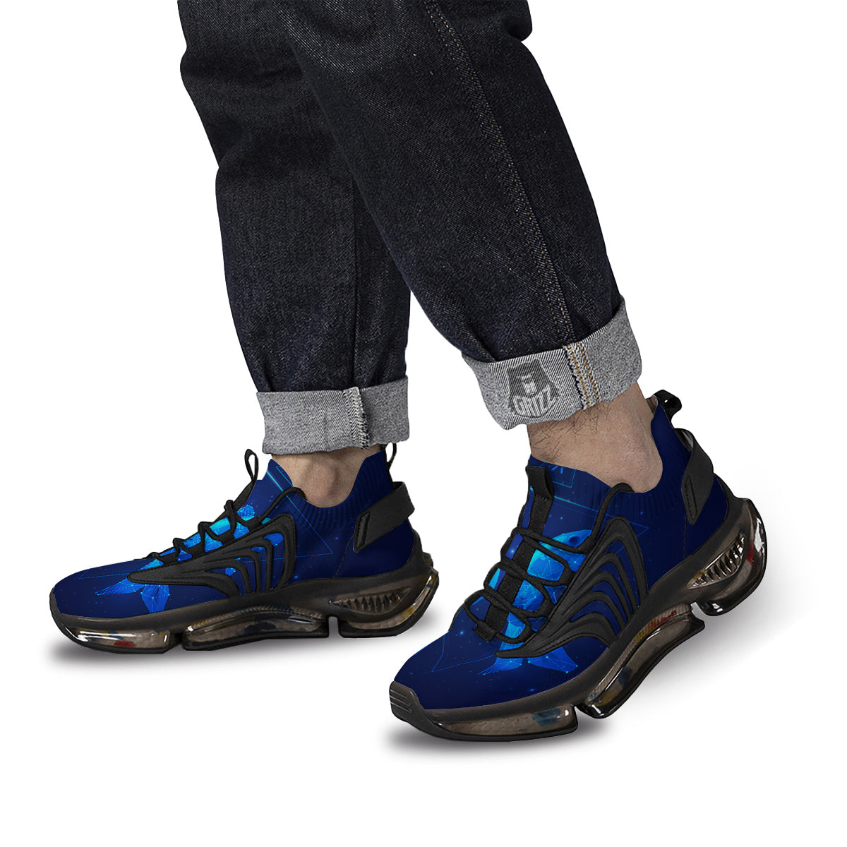 Zodiac Sign Dark Pisces Print Black Gym Shoes-grizzshop