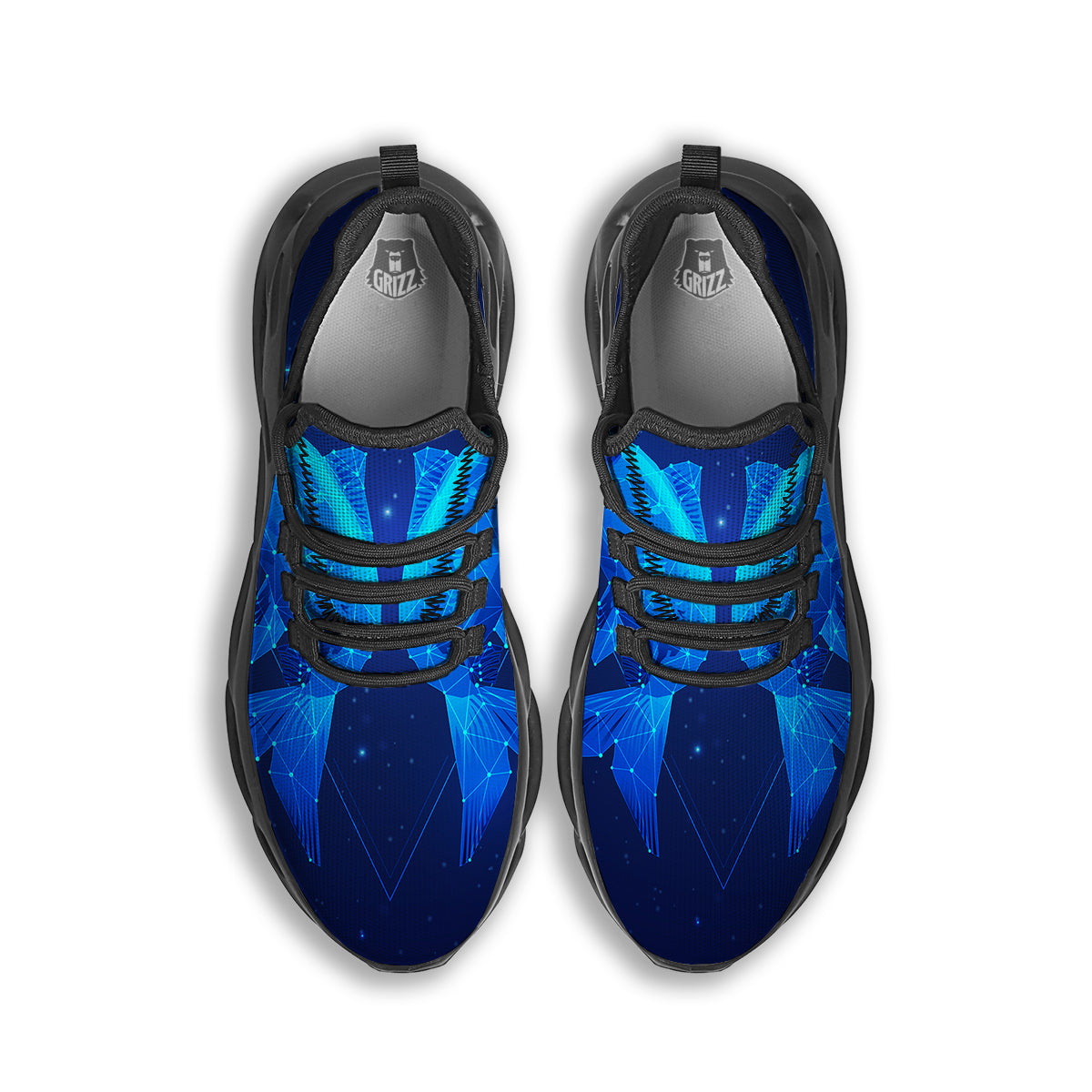 Zodiac Sign Dark Pisces Print Black Running Shoes-grizzshop