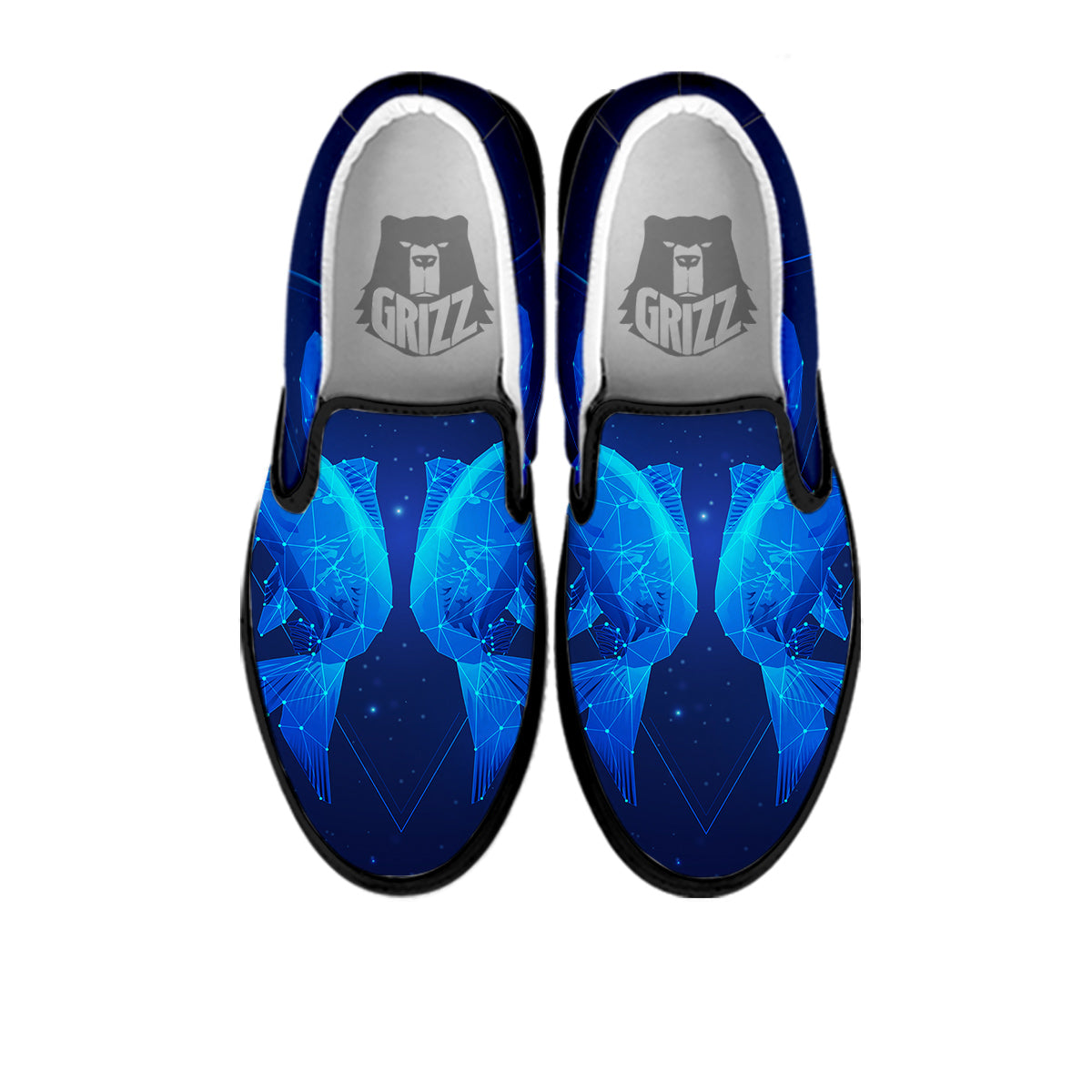 Zodiac Sign Dark Pisces Print Black Slip On Shoes-grizzshop