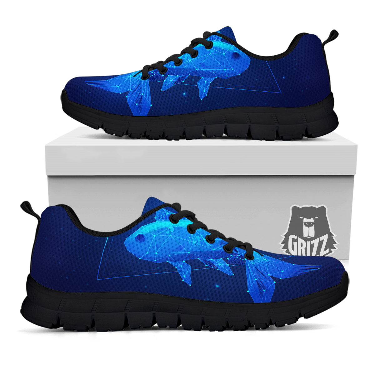 Zodiac Sign Dark Pisces Print Black Sneaker-grizzshop
