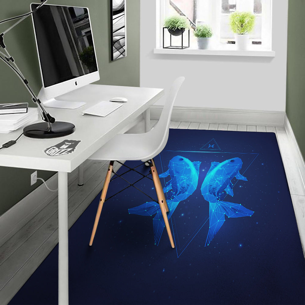 Zodiac Sign Dark Pisces Print Floor Mat-grizzshop