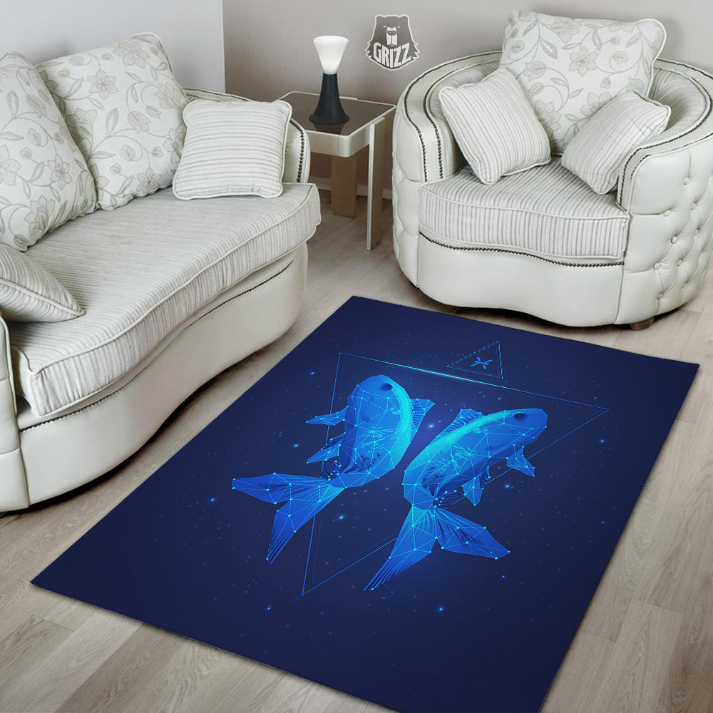 Zodiac Sign Dark Pisces Print Floor Mat-grizzshop