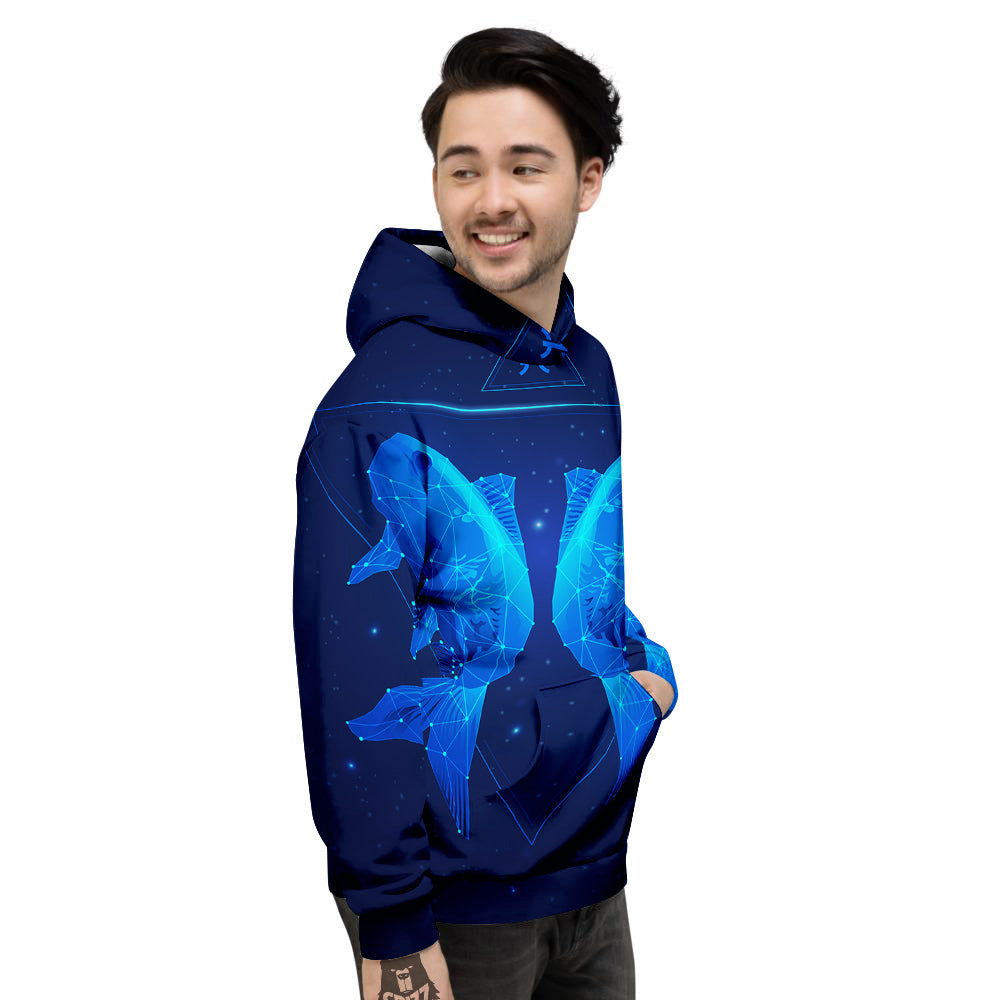 Zodiac Sign Dark Pisces Print Men's Hoodie-grizzshop