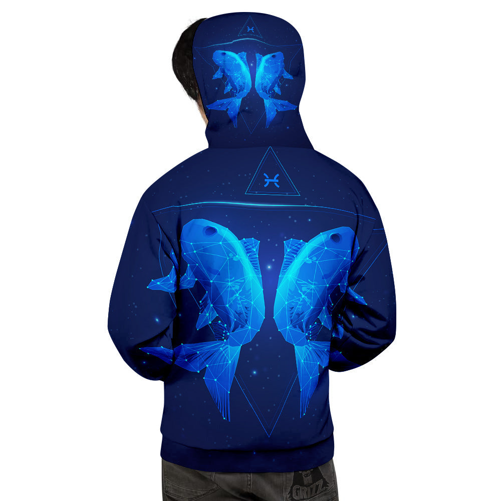 Zodiac Sign Dark Pisces Print Men's Hoodie-grizzshop