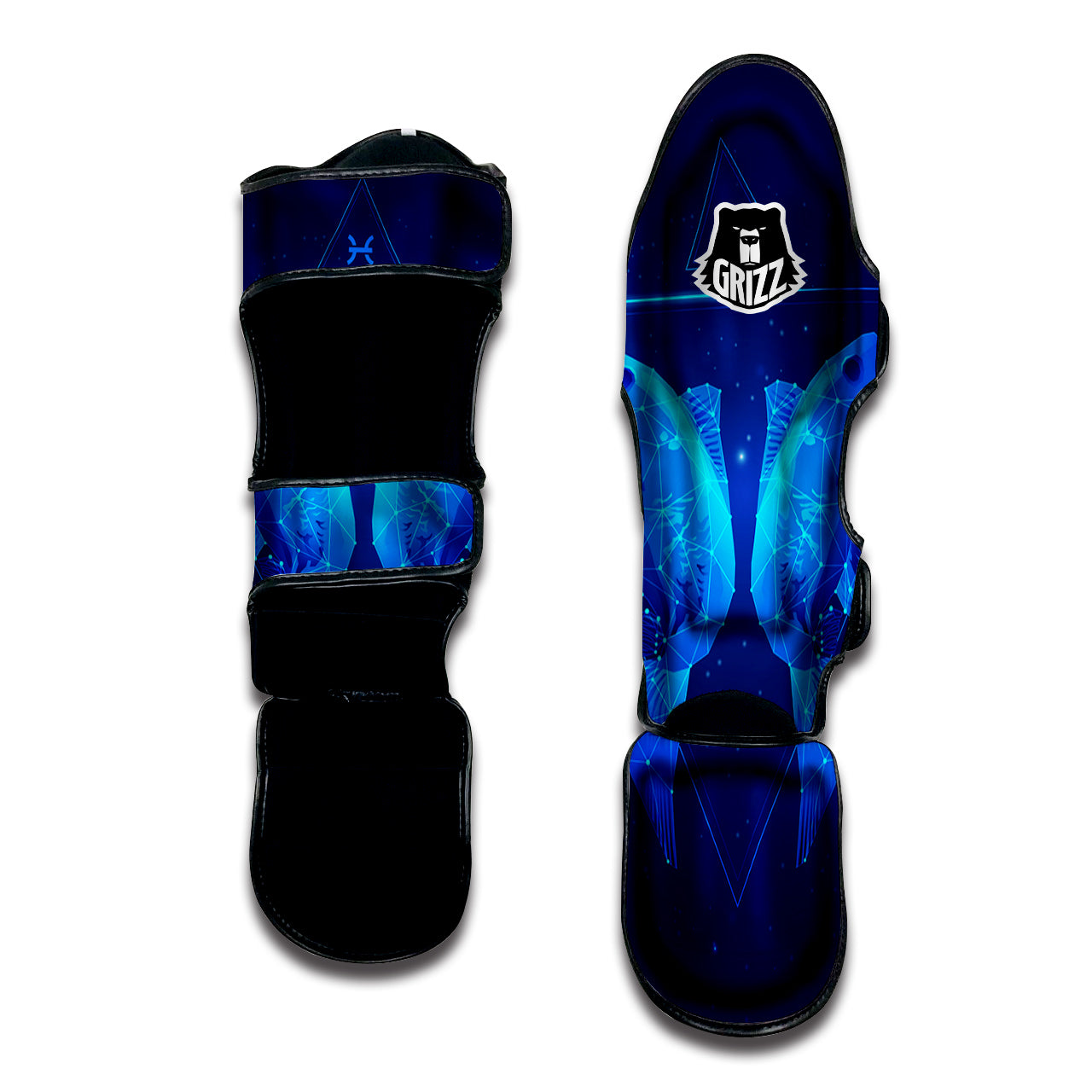 Zodiac Sign Dark Pisces Print Muay Thai Shin Guards-grizzshop