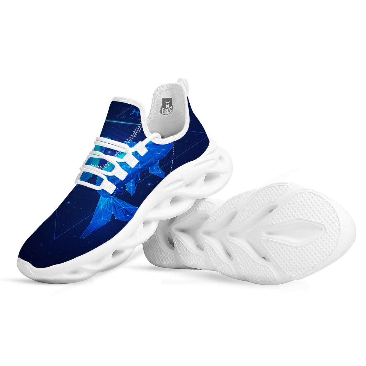 Zodiac Sign Dark Pisces Print White Running Shoes-grizzshop