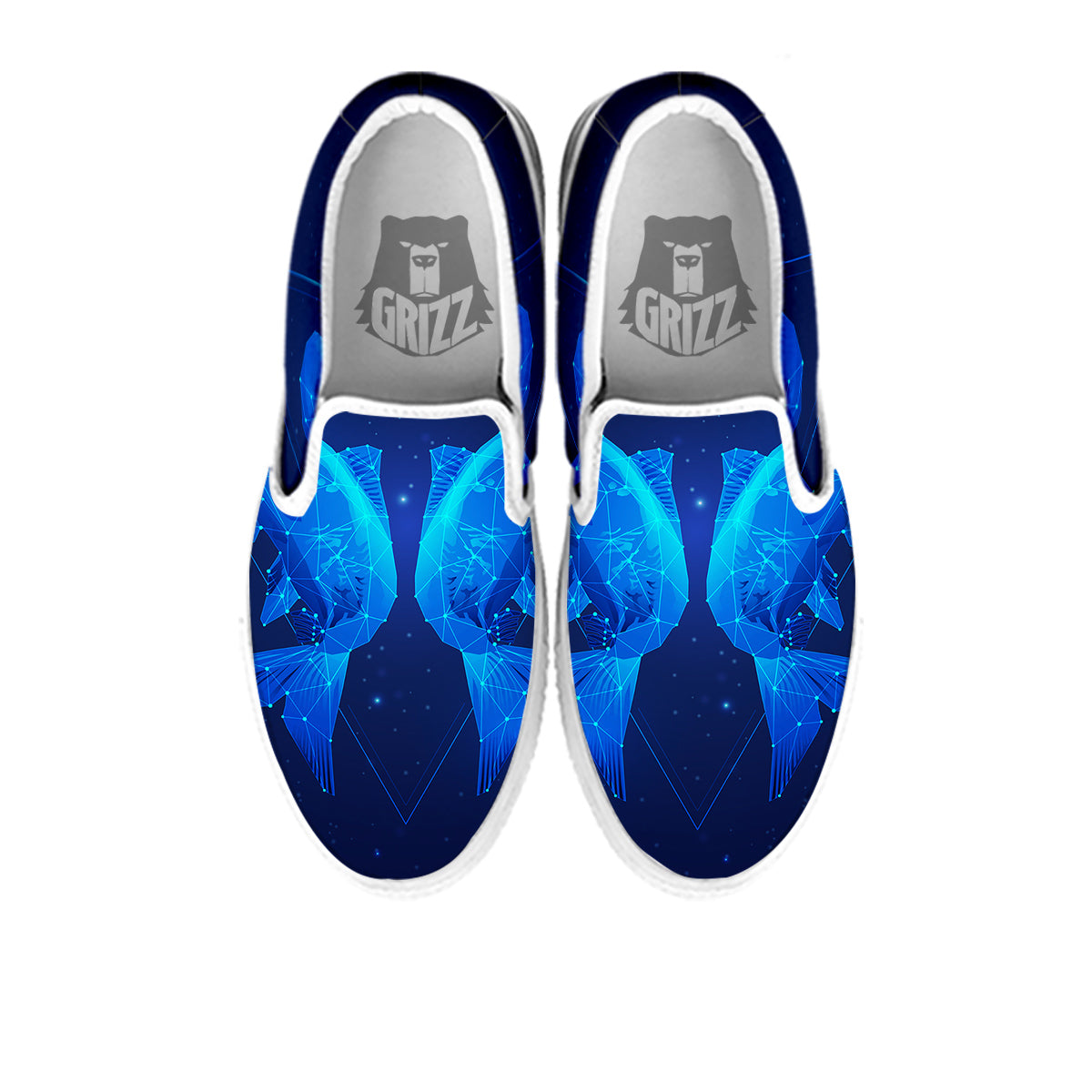 Zodiac Sign Dark Pisces Print White Slip On Shoes-grizzshop