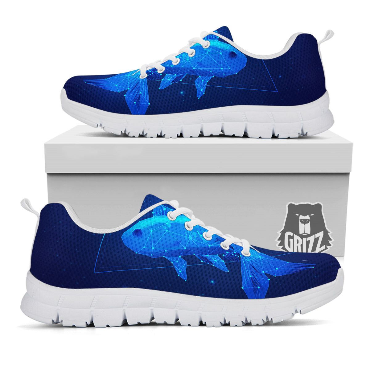 Zodiac Sign Dark Pisces Print White Sneaker-grizzshop