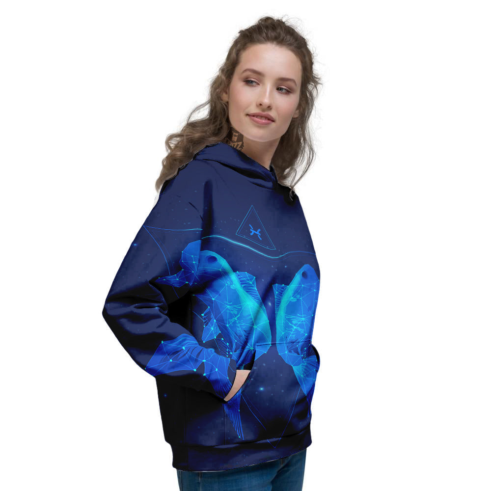 Zodiac Sign Dark Pisces Print Women's Hoodie-grizzshop