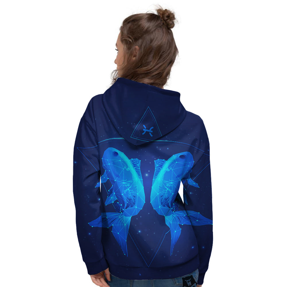 Zodiac Sign Dark Pisces Print Women's Hoodie-grizzshop