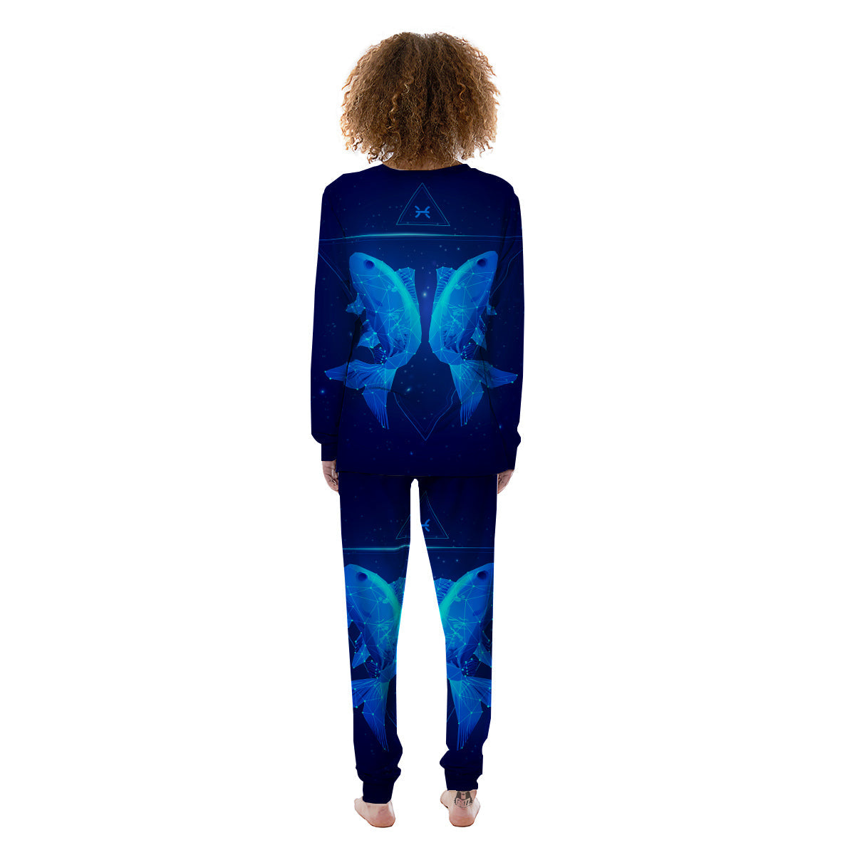 Zodiac Sign Dark Pisces Print Women's Pajamas-grizzshop
