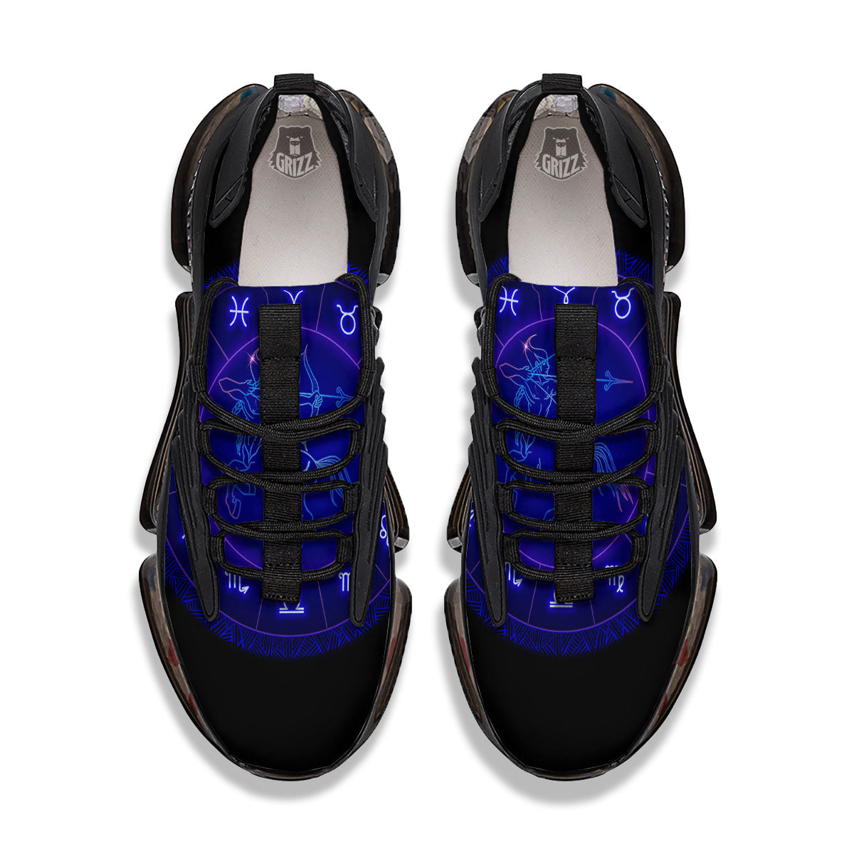 Zodiac Sign Dark Sagittarius Print Black Gym Shoes-grizzshop