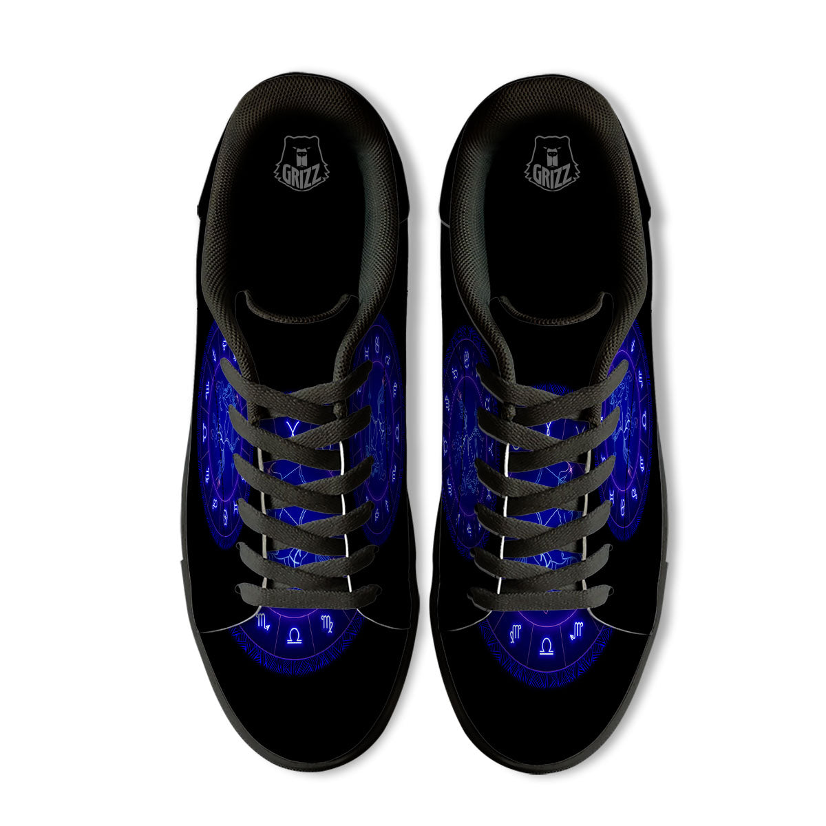 Zodiac Sign Dark Sagittarius Print Black Low Top Sneakers-grizzshop