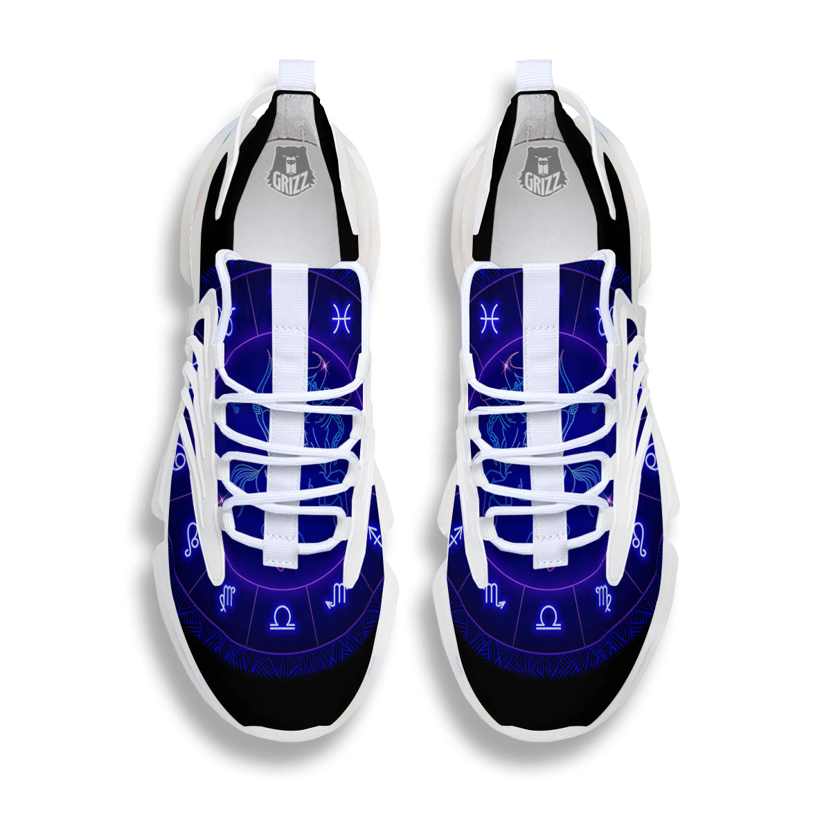 Zodiac Sign Dark Sagittarius Print White Gym Shoes-grizzshop