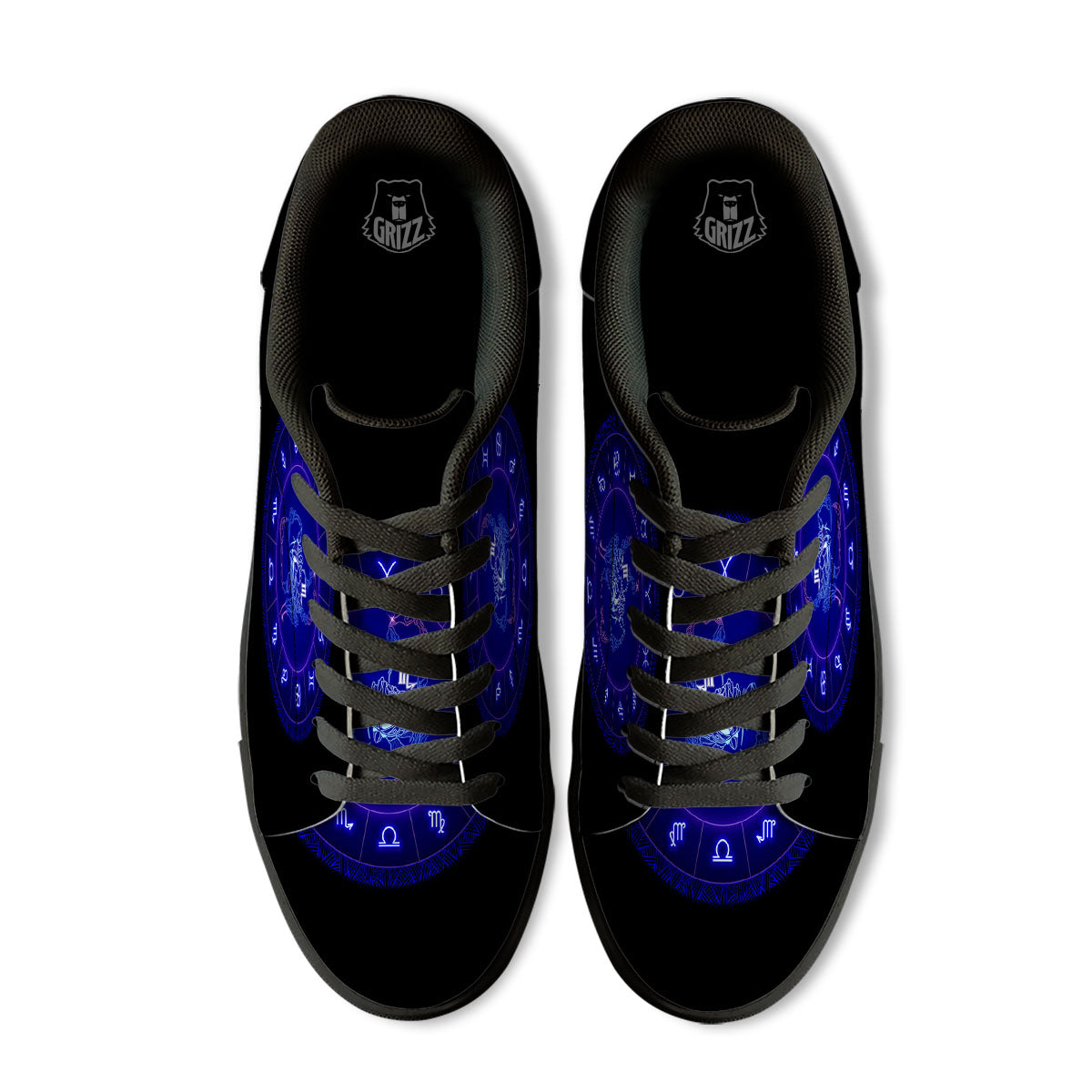 Zodiac Sign Dark Scorpio Print Black Low Top Sneakers-grizzshop