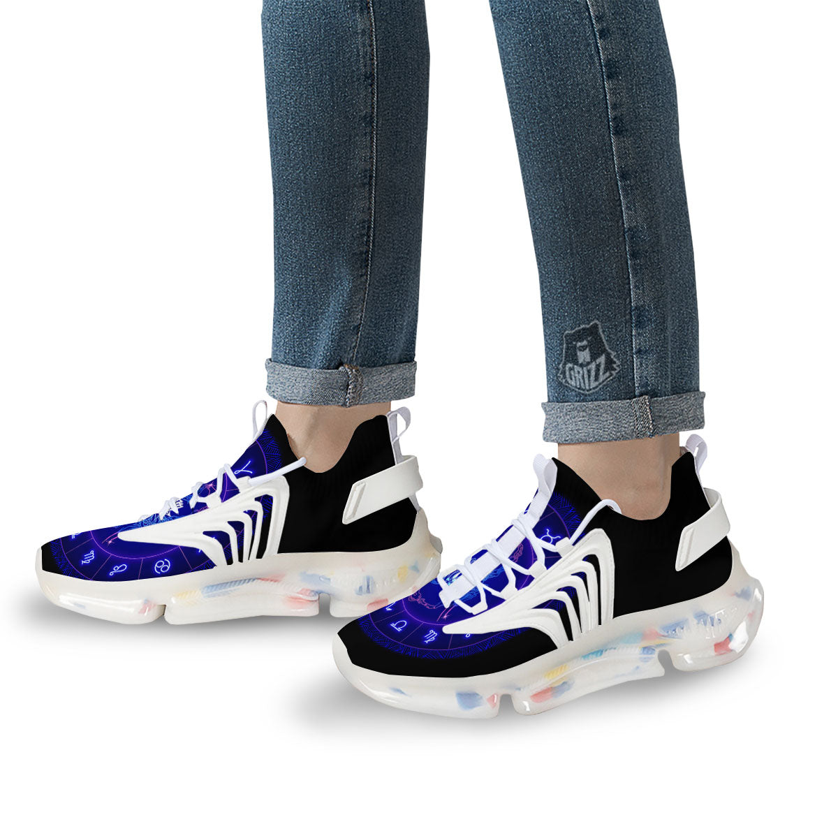 Zodiac Sign Dark Scorpio Print White Gym Shoes-grizzshop