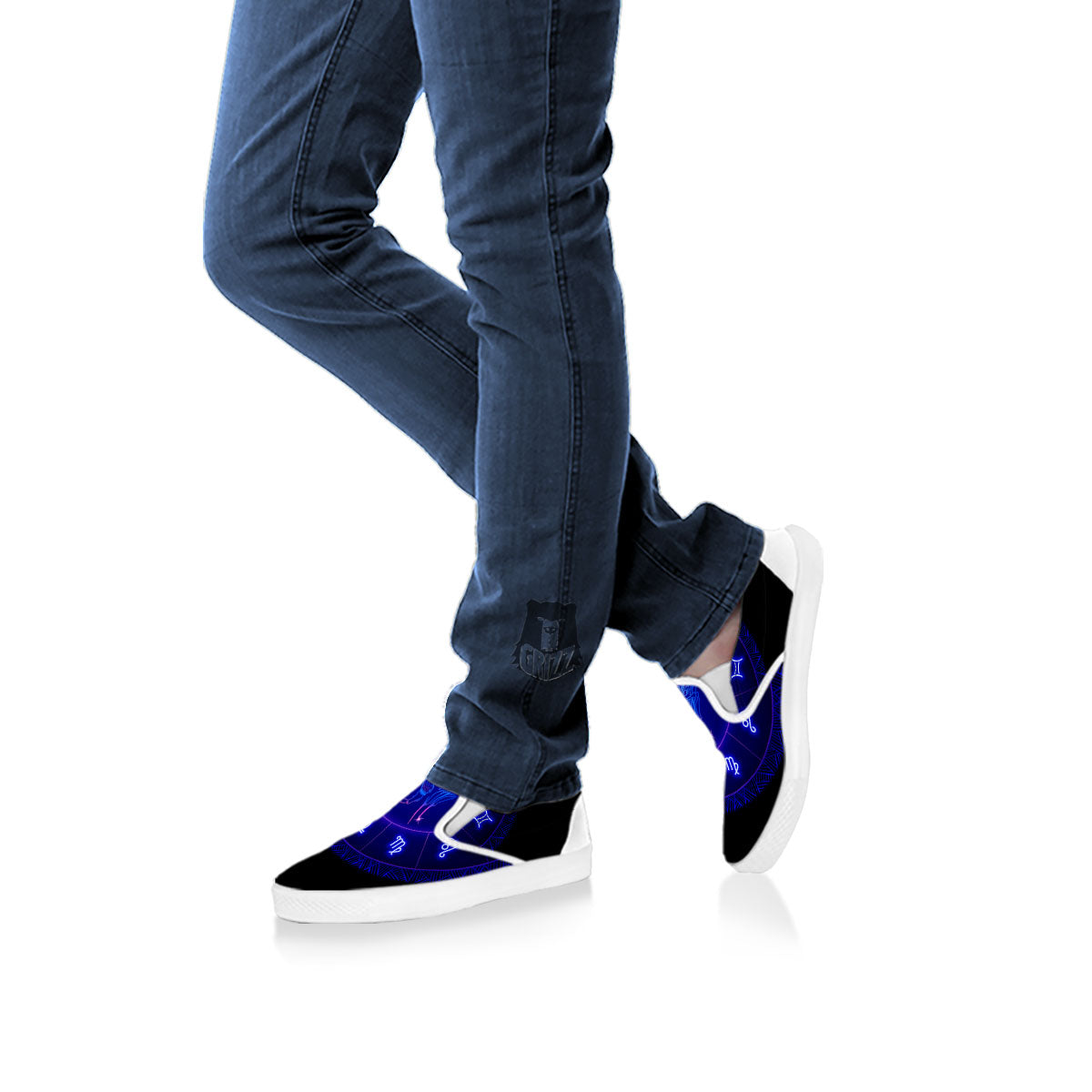 Zodiac Sign Dark Scorpio Print White Slip On Shoes-grizzshop