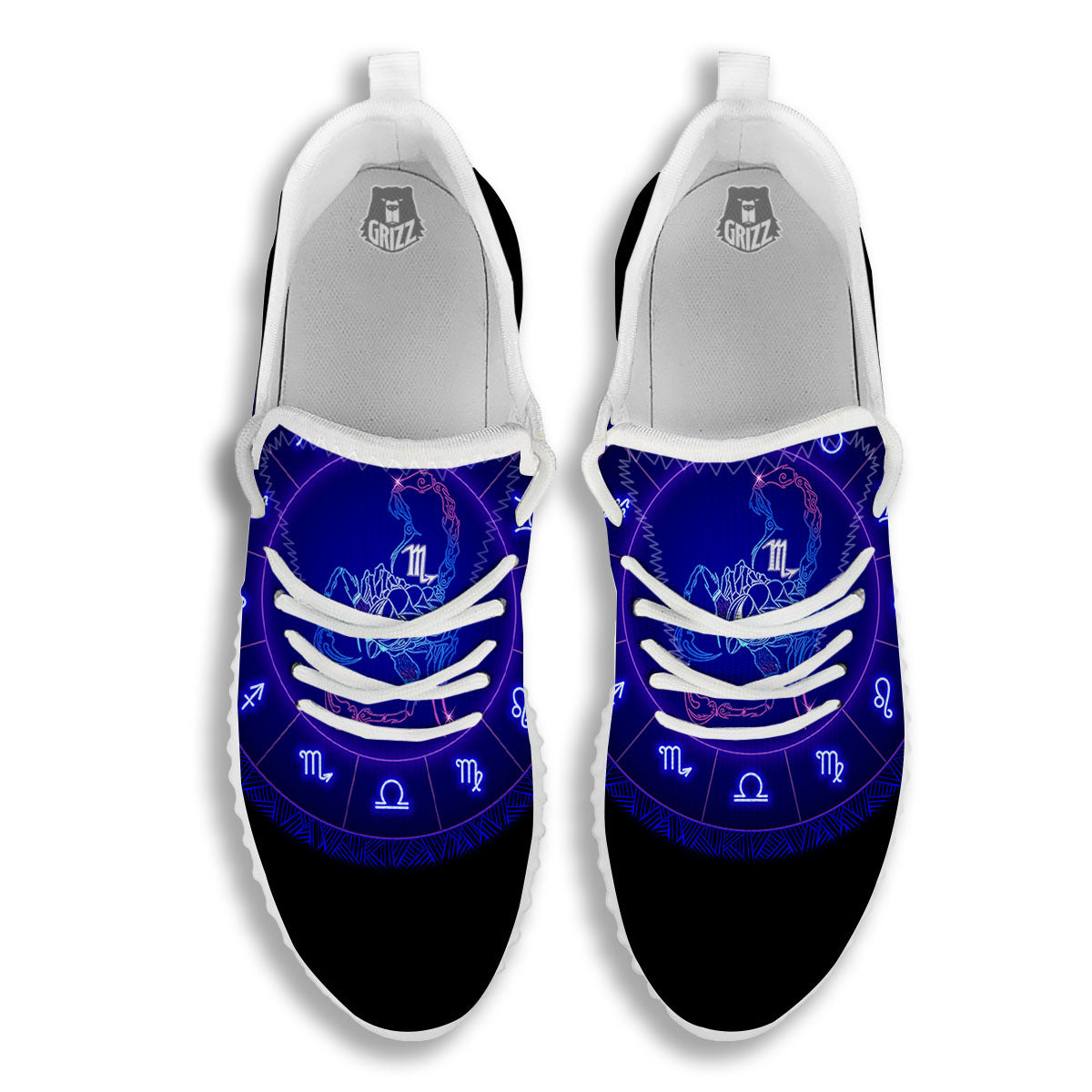 Zodiac Sign Dark Scorpio Print White Walking Shoes-grizzshop